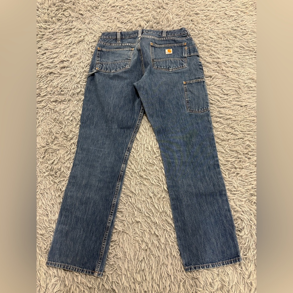 Carhartt Men’s Blue Relaxed Fit Cargo Jeans 34x34 Denim Carpenter Utility Work
